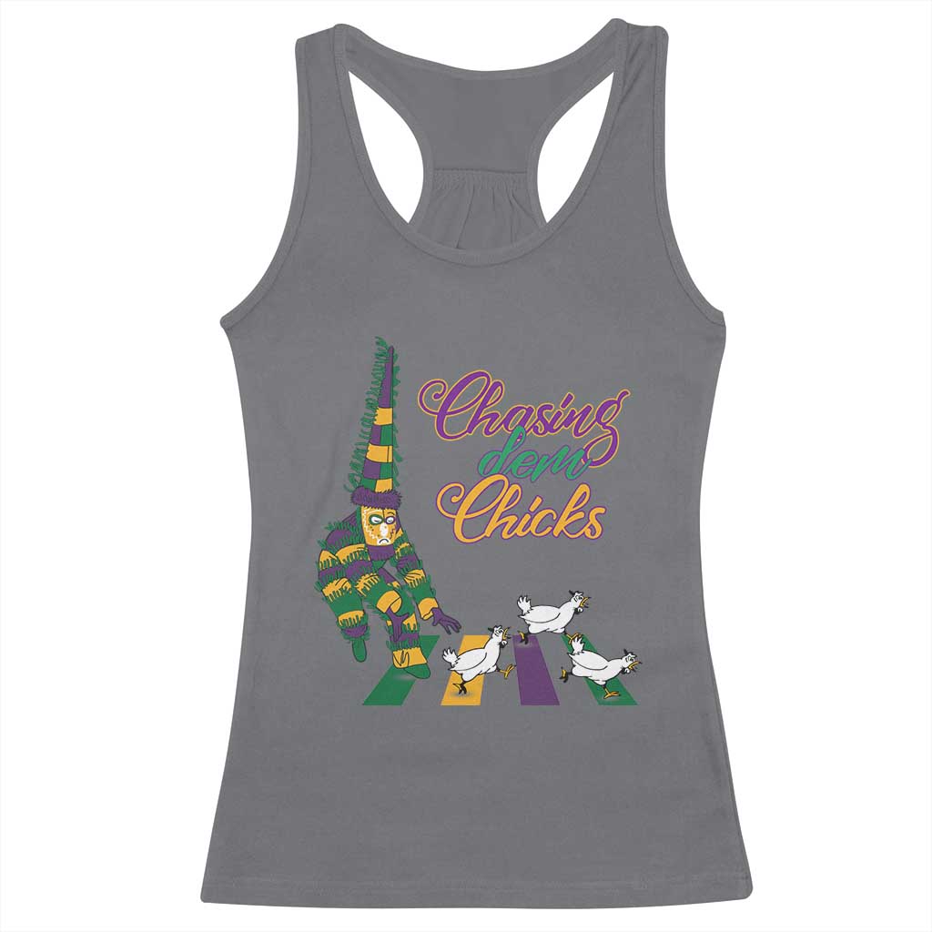 Funny Courir De Mardi Gras Racerback Tank Top Chasing Dem Chicks Carnival