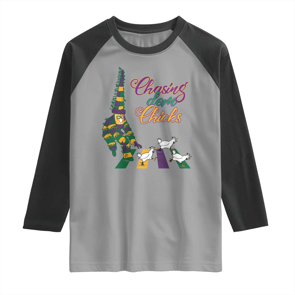 Funny Courir De Mardi Gras Raglan Shirt Chasing Dem Chicks Carnival
