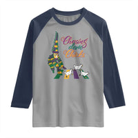 Funny Courir De Mardi Gras Raglan Shirt Chasing Dem Chicks Carnival
