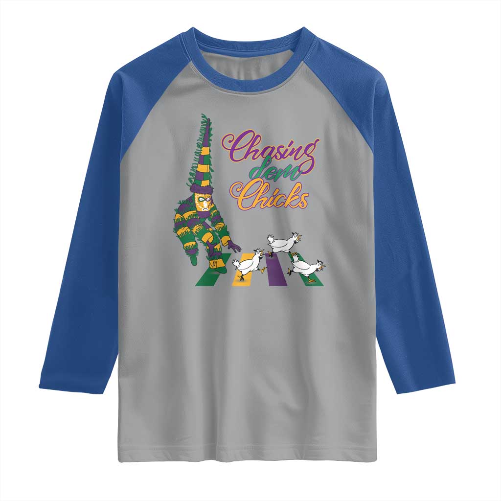 Funny Courir De Mardi Gras Raglan Shirt Chasing Dem Chicks Carnival