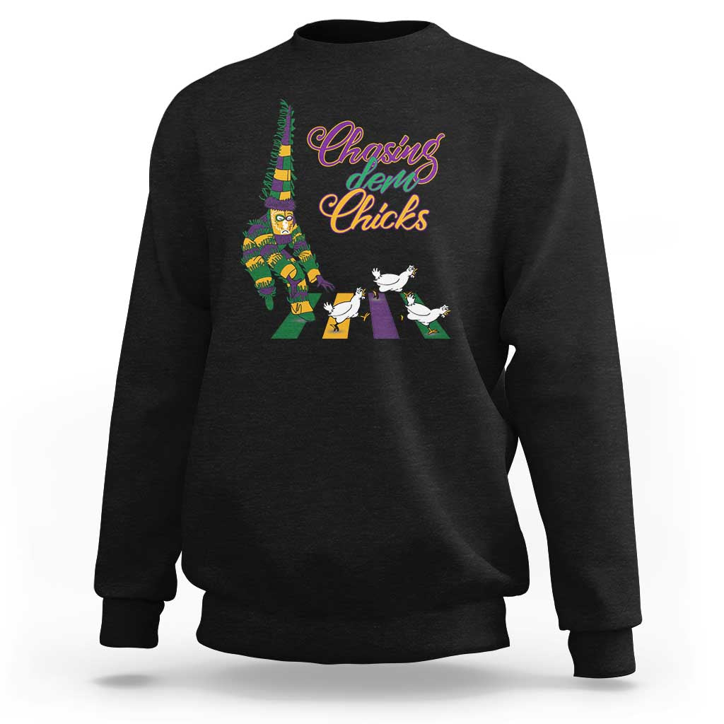 Funny Courir De Mardi Gras Sweatshirt Chasing Dem Chicks Carnival