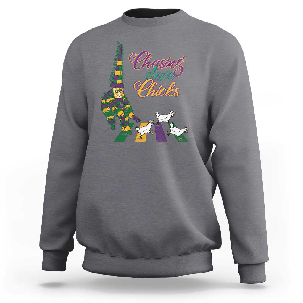 Funny Courir De Mardi Gras Sweatshirt Chasing Dem Chicks Carnival