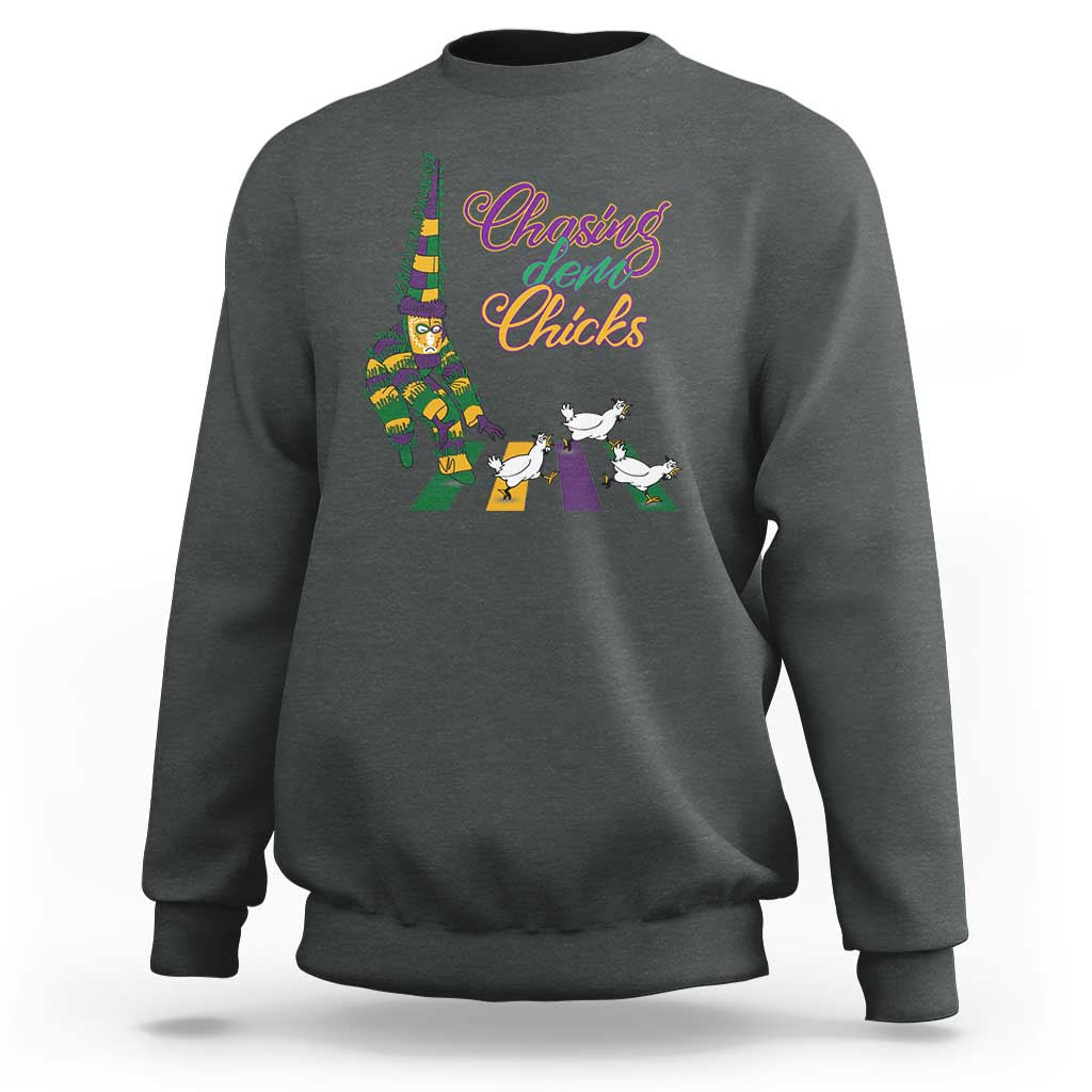 Funny Courir De Mardi Gras Sweatshirt Chasing Dem Chicks Carnival