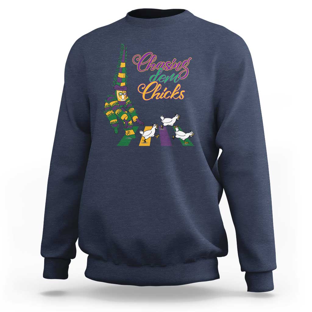 Funny Courir De Mardi Gras Sweatshirt Chasing Dem Chicks Carnival