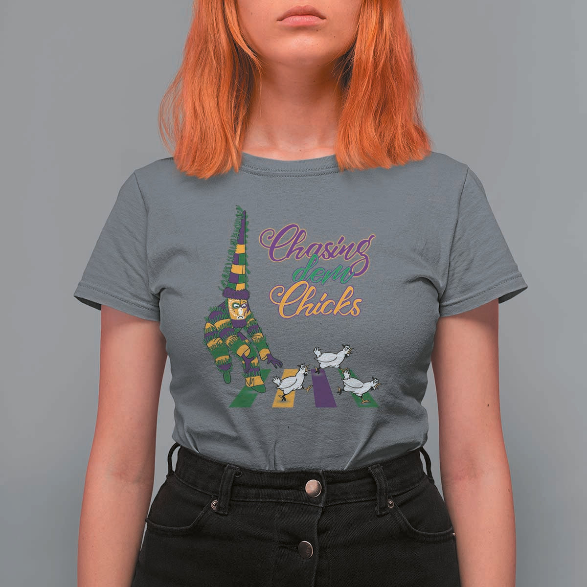 Funny Courir De Mardi Gras T Shirt For Women Chasing Dem Chicks Carnival