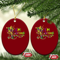 Funny I'm Catchin' If You're Throwin' Mardi Gras Ceramic Ornament Crawfish Beads Fleur De Lys