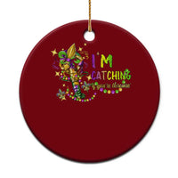 Funny I'm Catchin' If You're Throwin' Mardi Gras Ceramic Ornament Crawfish Beads Fleur De Lys