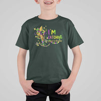 Funny I'm Catchin' If You're Throwin' Mardi Gras T Shirt For Kid Crawfish Beads Fleur De Lys