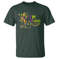 Funny I'm Catchin' If You're Throwin' Mardi Gras T Shirt Crawfish Beads Fleur De Lys