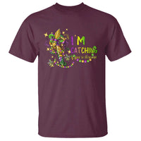 Funny I'm Catchin' If You're Throwin' Mardi Gras T Shirt Crawfish Beads Fleur De Lys