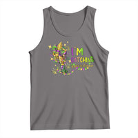 Funny I'm Catchin' If You're Throwin' Mardi Gras Tank Top Crawfish Beads Fleur De Lys