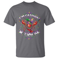 Funny I'm Catchin' If You're Throwin' Mardi Gras T Shirt Crawfish Beads Jester Hat