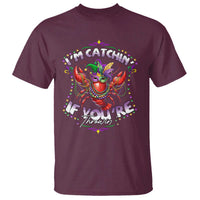 Funny I'm Catchin' If You're Throwin' Mardi Gras T Shirt Crawfish Beads Jester Hat