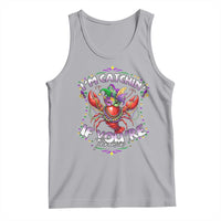 Funny I'm Catchin' If You're Throwin' Mardi Gras Tank Top Crawfish Beads Jester Hat