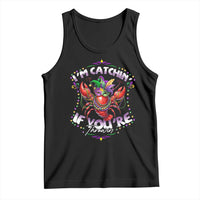 Funny I'm Catchin' If You're Throwin' Mardi Gras Tank Top Crawfish Beads Jester Hat