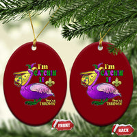 Funny Mardi Gras Pelican Ceramic Ornament I'm Catchin' If You're Throwin' Beads Doubloons