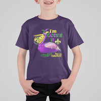 Funny Mardi Gras Pelican T Shirt For Kid I'm Catchin' If You're Throwin' Beads Doubloons