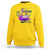 Funny Mardi Gras Pelican Sweatshirt I'm Catchin' If You're Throwin' Beads Doubloons