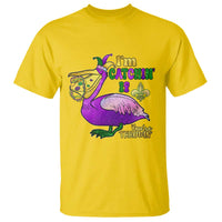 Funny Mardi Gras Pelican T Shirt I'm Catchin' If You're Throwin' Beads Doubloons