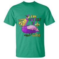 Funny Mardi Gras Pelican T Shirt I'm Catchin' If You're Throwin' Beads Doubloons