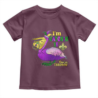 Funny Mardi Gras Pelican Toddler T Shirt I'm Catchin' If You're Throwin' Beads Doubloons