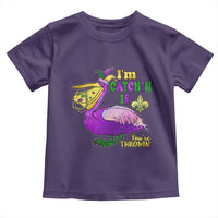 Funny Mardi Gras Pelican Toddler T Shirt I'm Catchin' If You're Throwin' Beads Doubloons