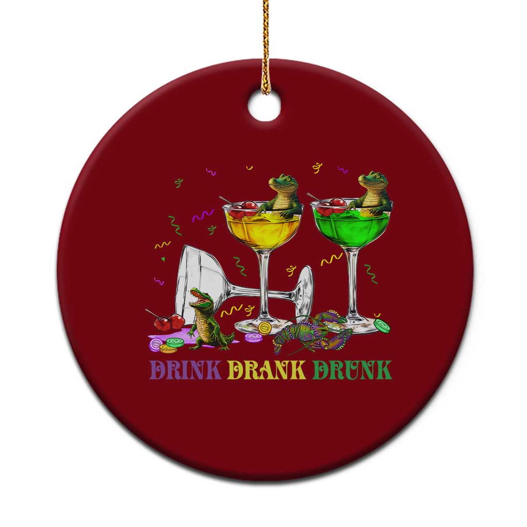 Funny Mardi Gras Drinking Ceramic Ornament Drink Drank Drunk Glass Of Wine Alligators