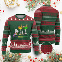 Funny Mardi Gras Drinking Ugly Christmas Sweater Drink Drank Drunk Glass Of Wine Alligators