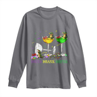 Funny Mardi Gras Drinking Long Sleeve Shirt Drink Drank Drunk Glass Of Wine Alligators