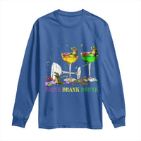 Funny Mardi Gras Drinking Long Sleeve Shirt Drink Drank Drunk Glass Of Wine Alligators