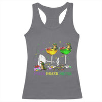 Funny Mardi Gras Drinking Racerback Tank Top Drink Drank Drunk Glass Of Wine Alligators