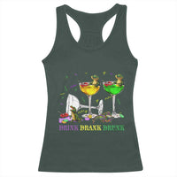 Funny Mardi Gras Drinking Racerback Tank Top Drink Drank Drunk Glass Of Wine Alligators
