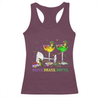 Funny Mardi Gras Drinking Racerback Tank Top Drink Drank Drunk Glass Of Wine Alligators