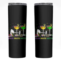Funny Mardi Gras Drinking Skinny Tumbler Drink Drank Drunk Glass Of Wine Alligators - Wonder Print Shop