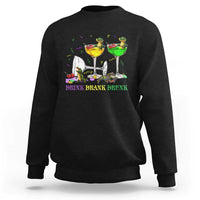 Funny Mardi Gras Drinking Sweatshirt Drink Drank Drunk Glass Of Wine Alligators