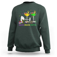 Funny Mardi Gras Drinking Sweatshirt Drink Drank Drunk Glass Of Wine Alligators