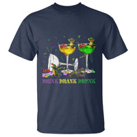 Funny Mardi Gras Drinking T Shirt Drink Drank Drunk Glass Of Wine Alligators