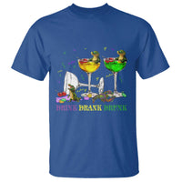 Funny Mardi Gras Drinking T Shirt Drink Drank Drunk Glass Of Wine Alligators