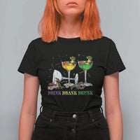 Funny Mardi Gras Drinking T Shirt For Women Drink Drank Drunk Glass Of Wine Alligators