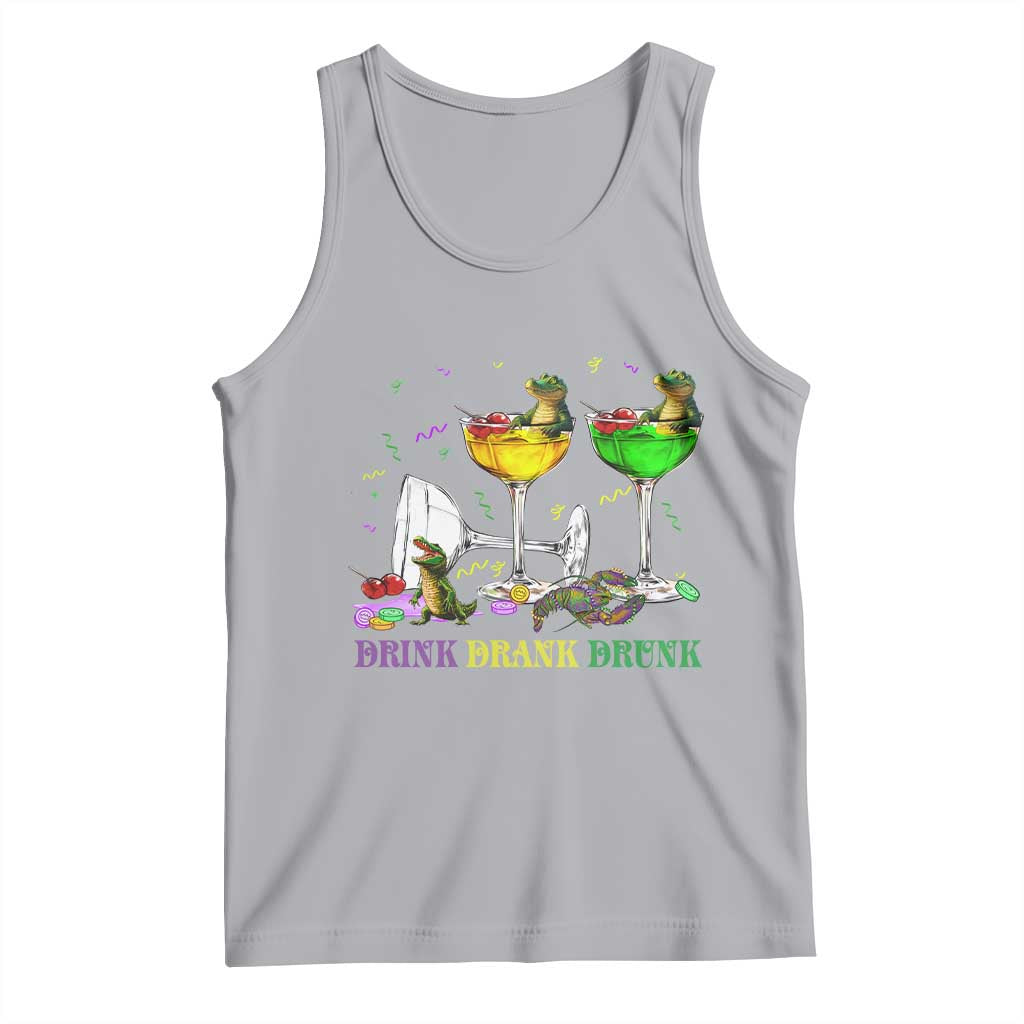 Funny Mardi Gras Drinking Tank Top Drink Drank Drunk Glass Of Wine Alligators