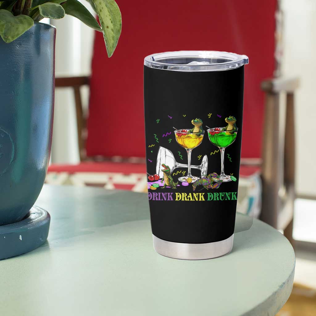 Funny Mardi Gras Drinking Tumbler Cup Drink Drank Drunk Glass Of Wine Alligators - Wonder Print Shop