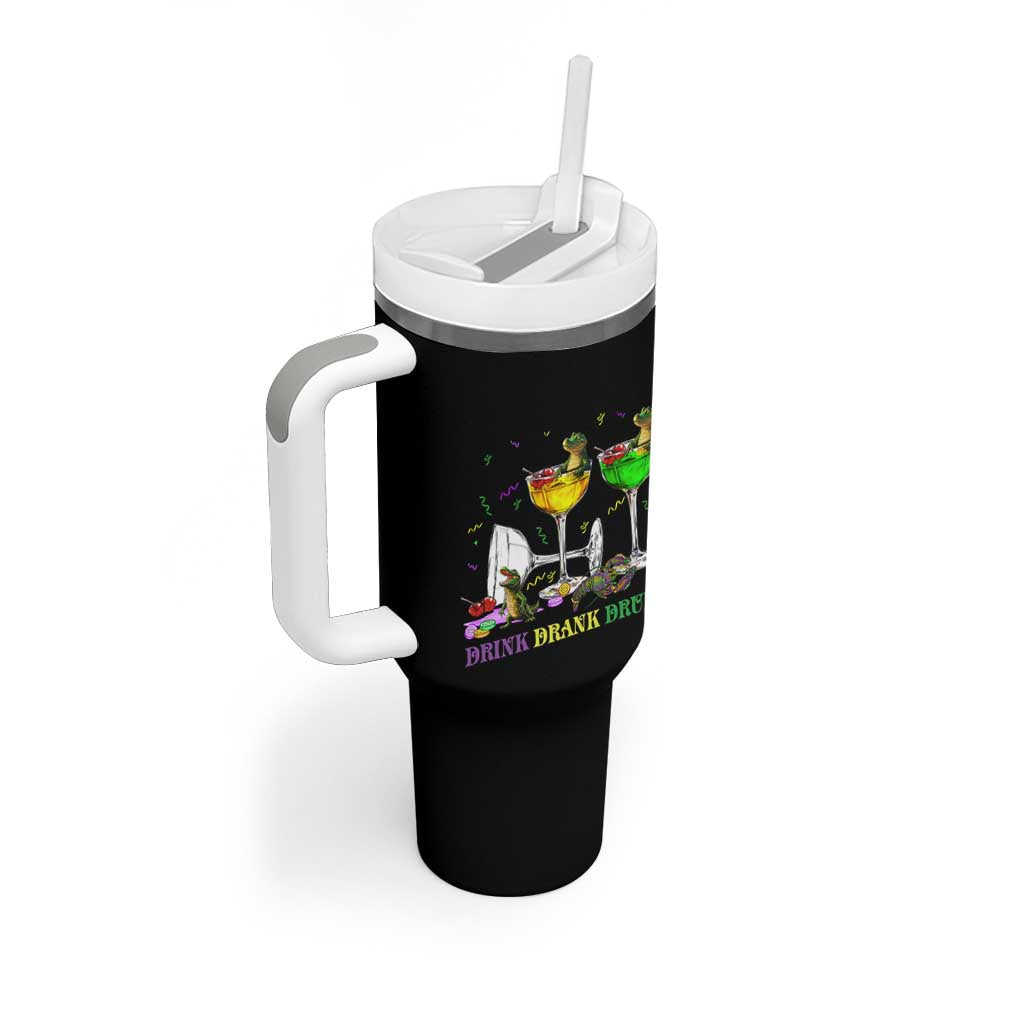 Funny Mardi Gras Drinking Tumbler With Handle Drink Drank Drunk Glass Of Wine Alligators - Wonder Print Shop
