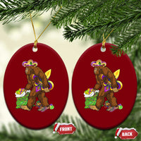 Funny Bigfoot Carnival Mardi Gras Party Ceramic Ornament