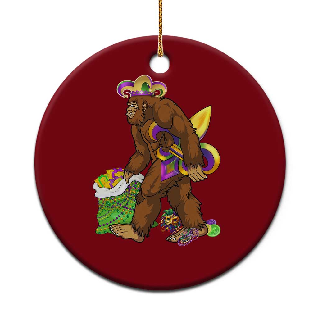 Funny Bigfoot Carnival Mardi Gras Party Ceramic Ornament