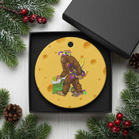 Funny Bigfoot Carnival Mardi Gras Party Ceramic Ornament
