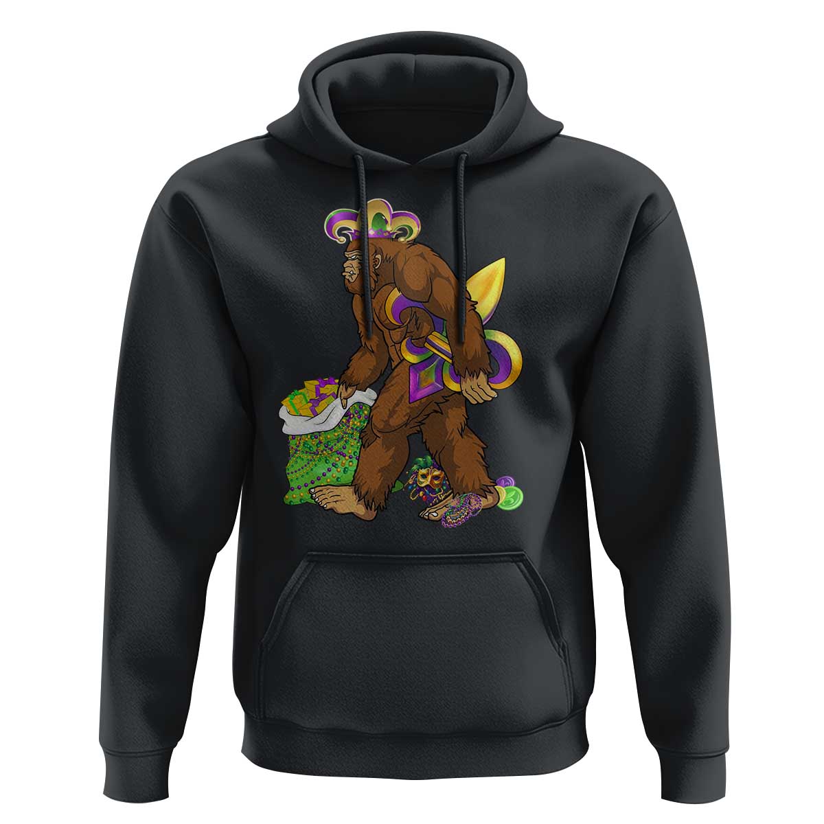 Funny Bigfoot Carnival Mardi Gras Party Hoodie