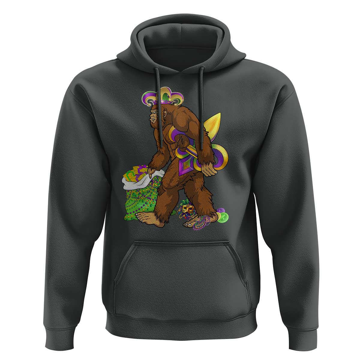 Funny Bigfoot Carnival Mardi Gras Party Hoodie