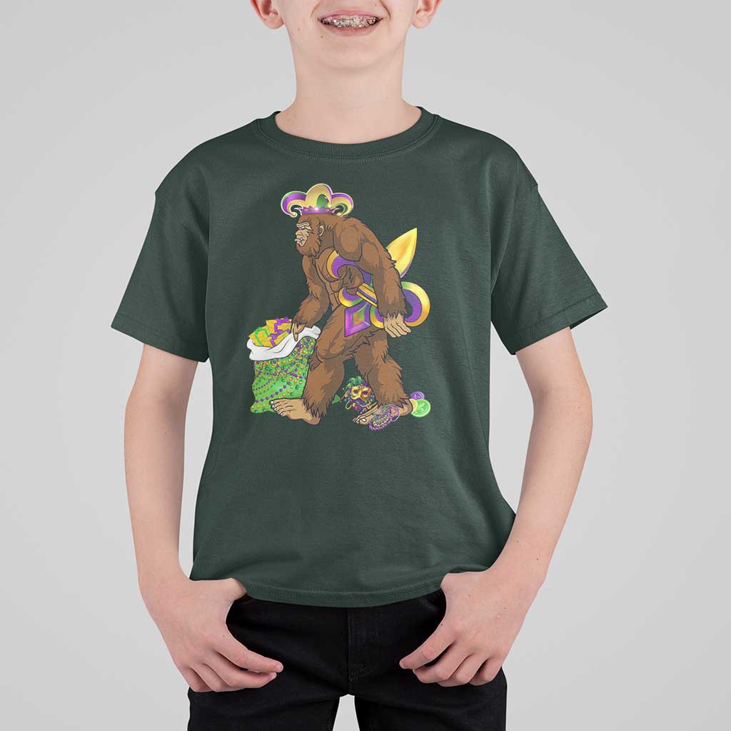 Funny Bigfoot Carnival Mardi Gras Party T Shirt For Kid