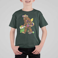 Funny Bigfoot Carnival Mardi Gras Party T Shirt For Kid