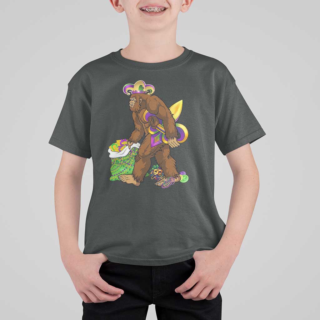 Funny Bigfoot Carnival Mardi Gras Party T Shirt For Kid
